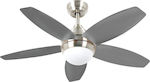 Telco S44-327 Ceiling Fan 110cm with Light and Remote Control Silver
