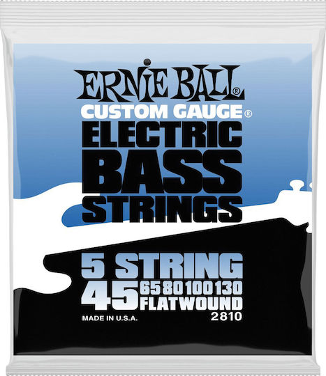 Ernie Ball Set Corzi Flatwound Pentru Bas Oțel Inoxidabil 45 - 130 5-Șiruri