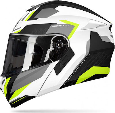 MT Storm SV Drone Flip-Up Helmet with Sun Visor ECE 22.05 1550gr A3 Matt Fluo