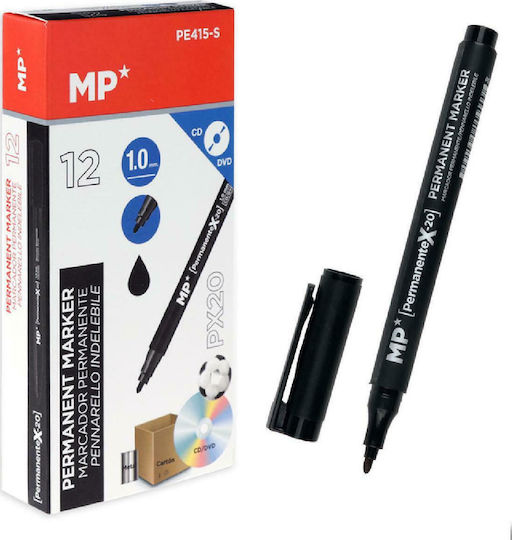 Madrid Papel Μαρκαδόροι για CD/DVD Μαύροι 1mm Σετ 12τμχ