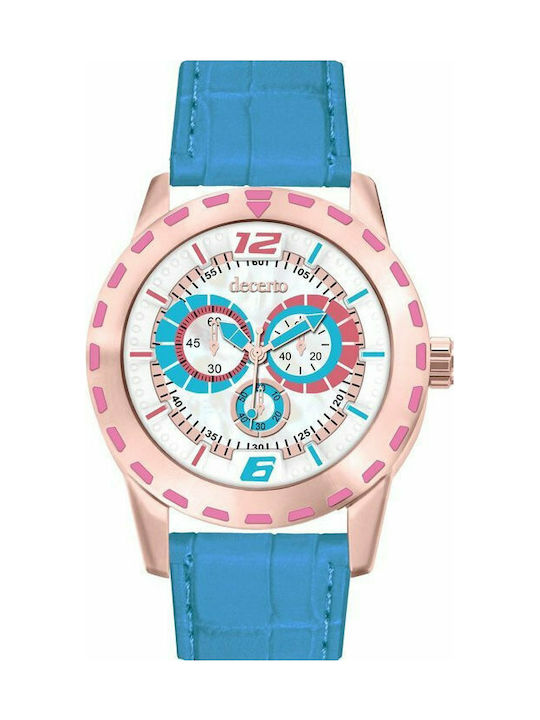 Decerto Happy Watch with Blue Leather Strap