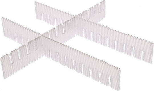 Plastic Drawer Divider for Underwear / Socks in White Color 6.5x42.3cm 3pcs