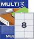 Multi 3 800 Self-Adhesive Rectangular A4 Labels 105x70mm