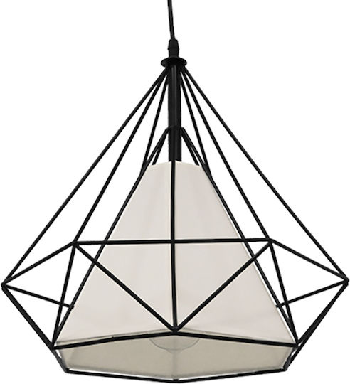 GloboStar Kairi Hängelampe Schwarz Raster mit Fassung E27 38x39cm.
