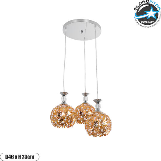 GloboStar Margarita Pendant Light Gold with Crystals for Socket E27 46x46x24cm