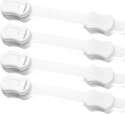Babyono Protective Gear for Cupboard & Drawer With Sticker of Plastic In White Colour 4.5cm 4pcs