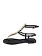 Komis & Komis Leather Women's Flat Sandals Gladiator in Black Color