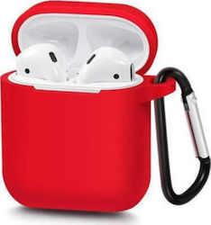 Case Silicone with Hook in Red color for Apple AirPods 1 / AirPods 2