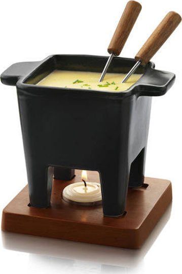 Boska Holland Tapas Porcelain Fondue Pot with Tea Light for 2 Persons Black 13.5x13.5x13.5cm