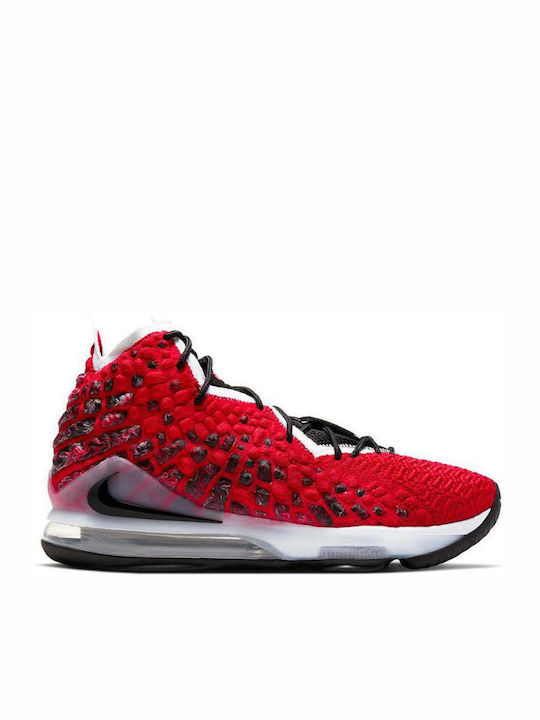 Nike LeBron 17 Ψηλά Μπασκετικά Παπούτσια University Red / White / Black