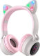 Hoco W27 Cat Ear Ασύρματα/Ενσύρματα On Ear Παιδικά Ακουστικά με 5 ώρες Λειτουργίας Γκρι