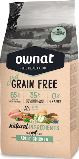 Ownat Just Grain Free 3kg Dry Food Grain-Free for Adult Dogs with Chicken