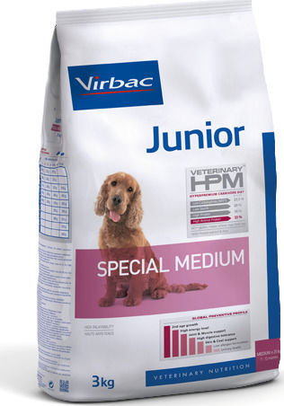Virbac Junior Special Medium 3kg Ξηρά Τροφή για Κουτάβια Μεσαίων Φυλών με Χοιρινό, Κοτόπουλο, Ρύζι, Πατάτες και Πουλερικά