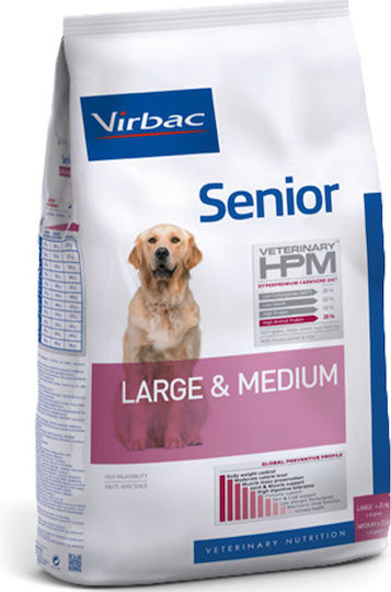 Virbac Senior Large & Medium 12kg Ξηρά Τροφή για Ηλικιωμένους Σκύλους Μεσαίων & Μεγαλόσωμων Φυλών