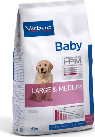 Virbac Baby Large & Medium 3kg Dry Food for Medium & Large Breed Puppies with Pork, Chicken, Rice, Poultry, Beef, Meat, Fish and Potatoes