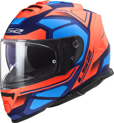 LS2 FF800 Storm Faster Full Face Helmet with Sun Visor ECE 22.05 1400gr Fluo Orange / Blue