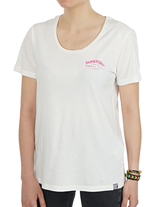 Superdry Katie Scoop Graphic Damen T-Shirt Polka Dot Weiß