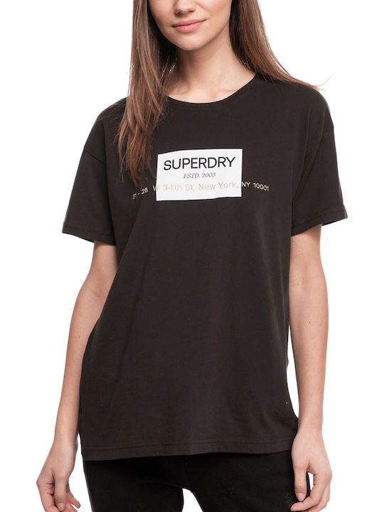 Superdry 34th Street Γυναικείο T-shirt Μαύρο