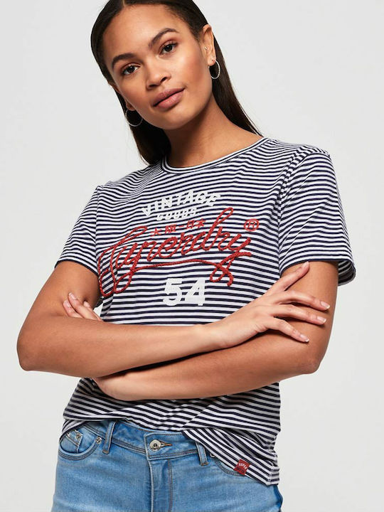 Superdry 54 Goods Rope Women's T-shirt Striped Navy Blue