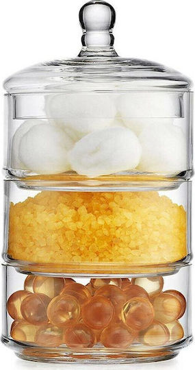 Alpina Appliances 3-Level Storage Jar General Use with Lid Glass Transparent 12x12x23cm 1 Pieces
