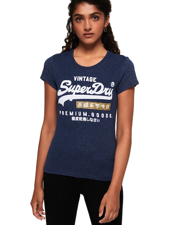 Superdry Premium Goods Sport Damen Sportlich T-shirt Marineblau