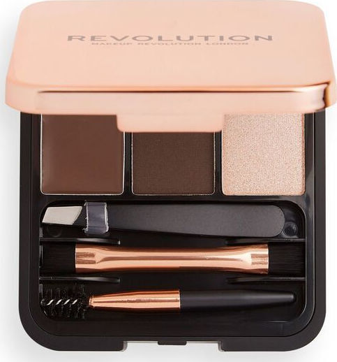 Revolution Beauty Brow Sculpt Kit Eyebrow Makeup Palette Dark Brown