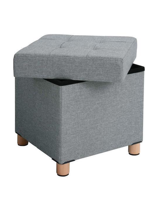 Living Room Stool with Storage Space Padded with Fabric Gray 38x38x40cm