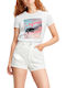 Levi's Perfect California Γυναικείο T-shirt Λευκό με Στάμπα