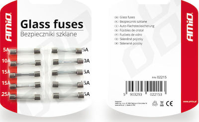 AMiO Car Fuse Set Glass Rounds 10pcs