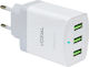 Treqa Ladegerät ohne Kabel mit 3 USB-A Anschlüsse Weißs (CH-623)