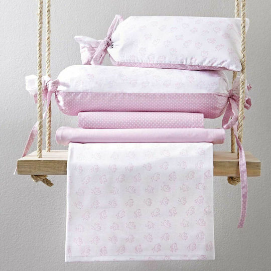 Nima Birdies Baby Sheets Set Crib Cotton Pink 115x180cm 3pcs