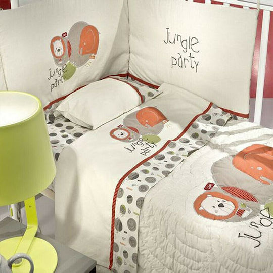 Nima Jungle Party Комплект Бебешки Чаршафи За Количка Памучни Бежов 120x170бр 3бр