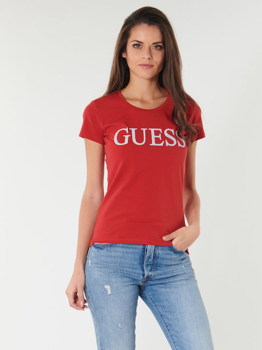 Guess Γυναικείο T-shirt Κόκκινο