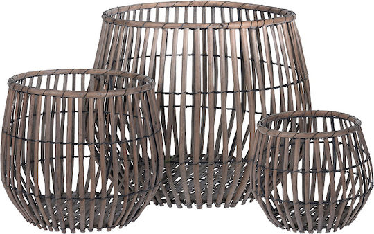 Zaros Set Dekorative Körbe Hölzernes Grau/Braun 46x46x37cm 3Stücke