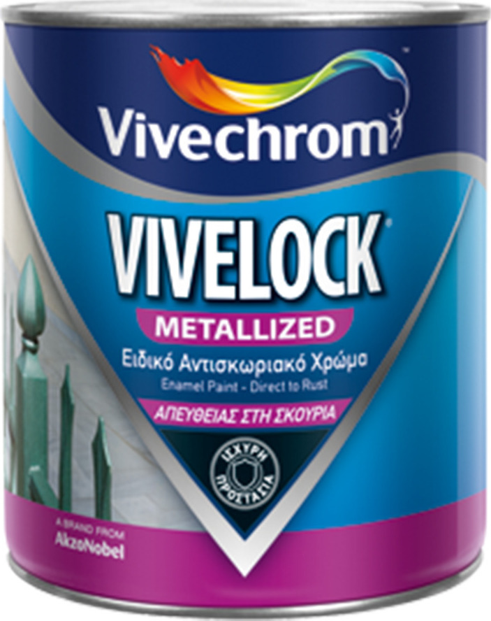Vivechrom Αντισκωριακό Χρώμα Vivelock 0.75lt Μαύρο Μεταλιζέ