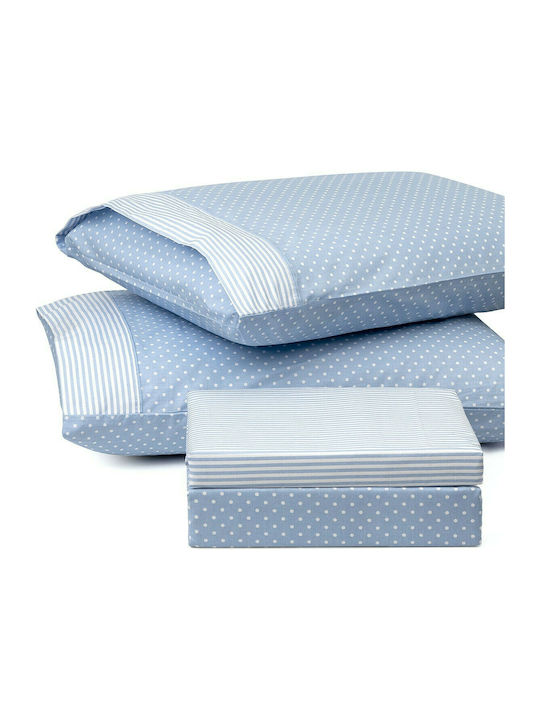 Beauty Home 1680 Set Coverlet Single from Cotton & Polyester Blue 160x240cm 2pcs