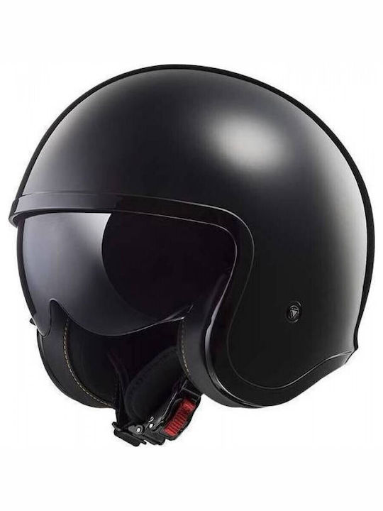 LS2 Spitfire OF599 Solid Jet Helmet with Sun Visor 1100gr Black Matt OF599 305991011