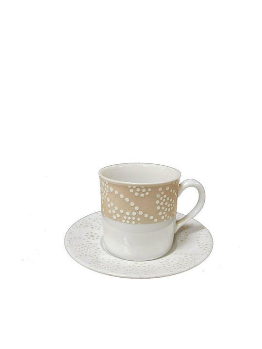 Πουά Porcelain Coffee Cup Set 80ml White 6pcs