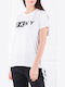 DKNY Damen Sport T-Shirt Weiß
