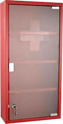 HomCom Μεταλλικό Φαρμακείο Πρώτων Βοηθειών Τοίχου με Κλειδαριά Κόκκινο 12x60x30cm