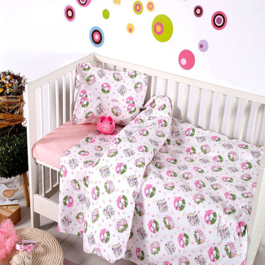 SB Home Elvin Baby Sheets Set Crib Cotton Pink 120x160cm 3pcs