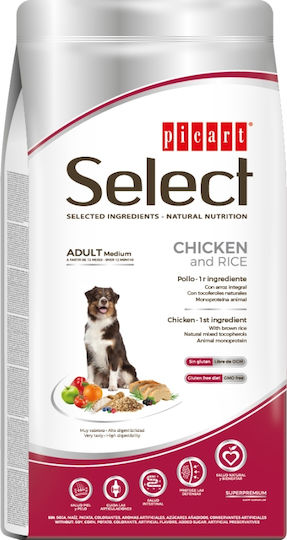 Picart Select Adult Medium 12kg Dry Food for Adult Medium Breed Dogs with Chicken and Rice