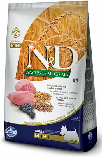 Farmina N&D Ancestral Grain Adult Mini 2.5kg Ξηρά Τροφή με Λίγα Σιτηρά για Ενήλικους Σκύλους Μικρόσωμων Φυλών με Αρνί
