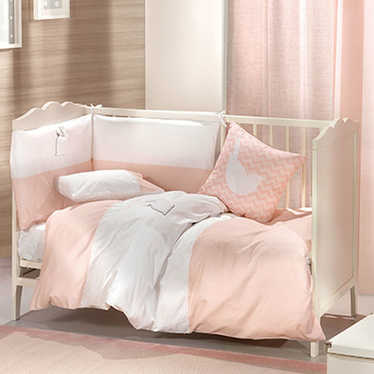 Saint Clair Lapin Baby Sheets Set Crib Cotton Pink 110x170cm 2pcs
