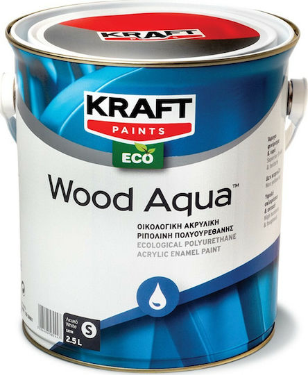 Kraft Ακρυλικό Ριπολίνη Οικολογική Νερού Wood Aqua 0.75lt Λευκό Γυαλιστερό