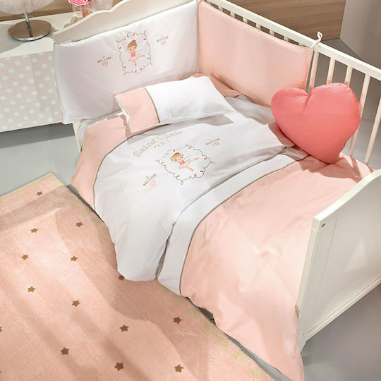 Saint Clair Ballerina Комплект Бебешки Чаршафи За Количка Памучни Розов 110x170бр 2бр