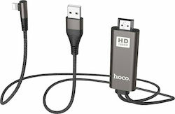 Hoco UA14 HDMI 1.3 Cable HDMI male - Lightning male / USB-A male 2m Μαύρο