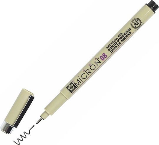 Sakura Pigma Micron 08 Μαρκαδόροι Σχεδίου Μαύροι 0.5mm Σετ 12τμχ