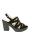 Wonders Suede Women's Sandals Black