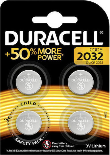 Duracell Μπαταρίες Λιθίου Ρολογιών CR2032 3V 4τμχ